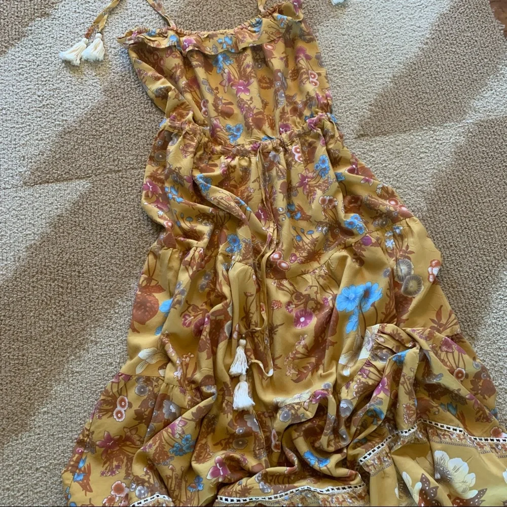 New Boho Gypsy Tassel Tie Floral Maxi Beach Dress - Picture 5 of 9
